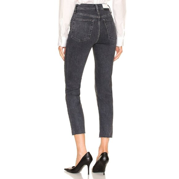 REDONE 90's Stoned Noir Faded Black High Rise Skinny Leg Ankle Jeans, Size 25 - Picture 4 of 15